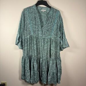 Karma Highway Green Bohemian Flowy Leaf Dress